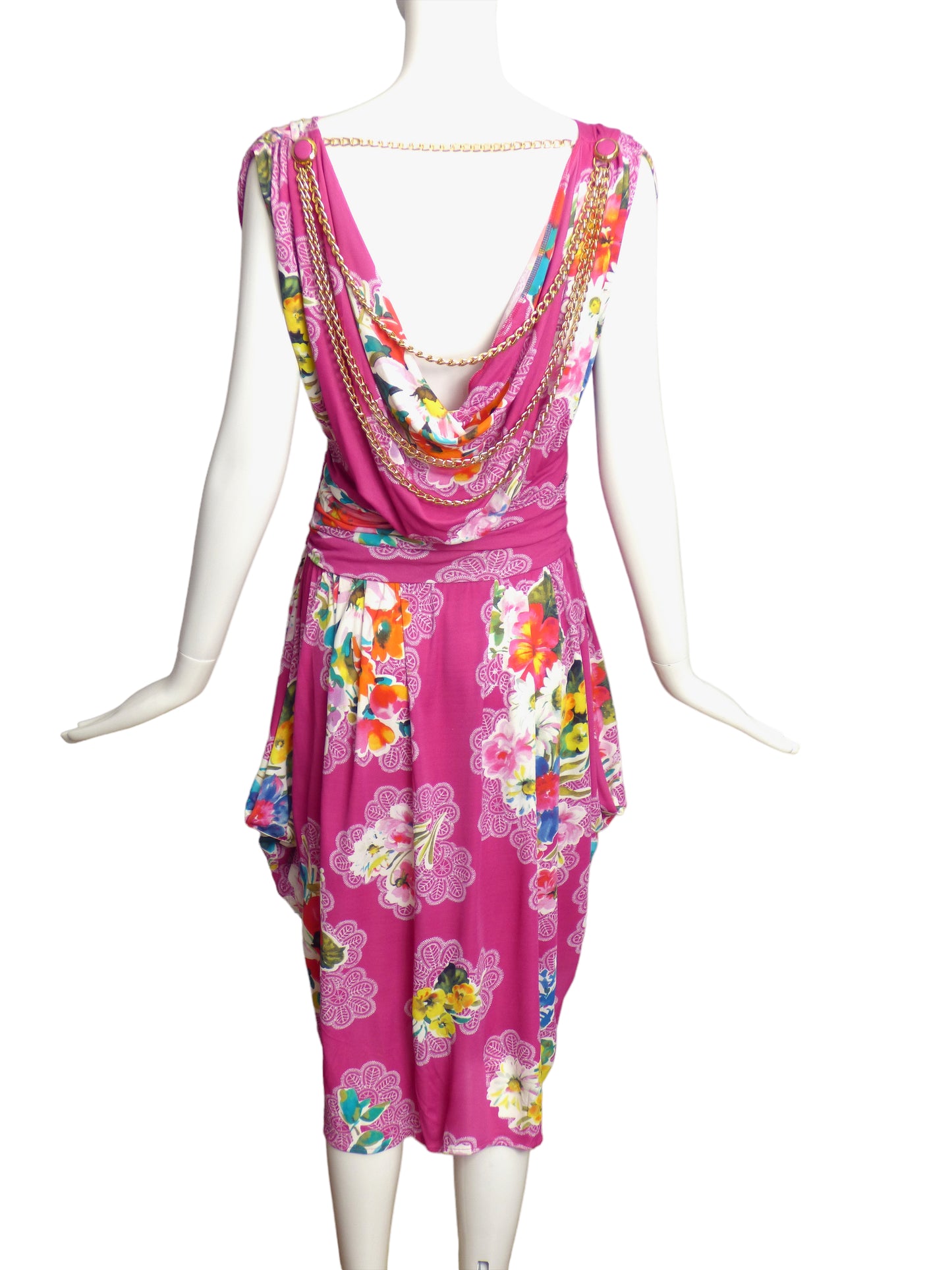 D&G- 1990s Multi Color Jersey & Chain Dress, Size-10