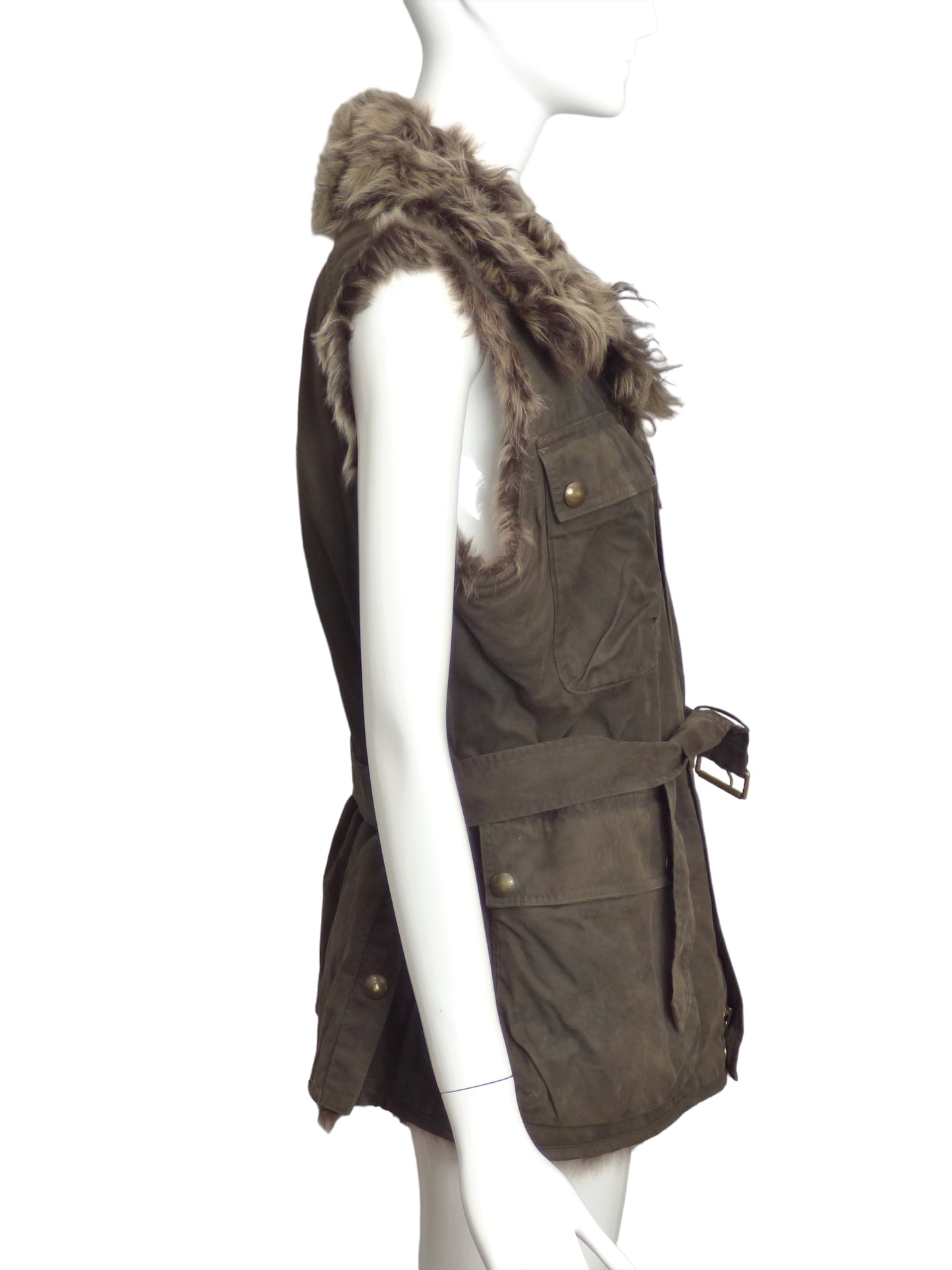 RALPH LAUREN- Cotton & Fur Vest, Size 8
