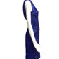 ELIE SAAB-Beaded Blue Crepe Dress, Size-4