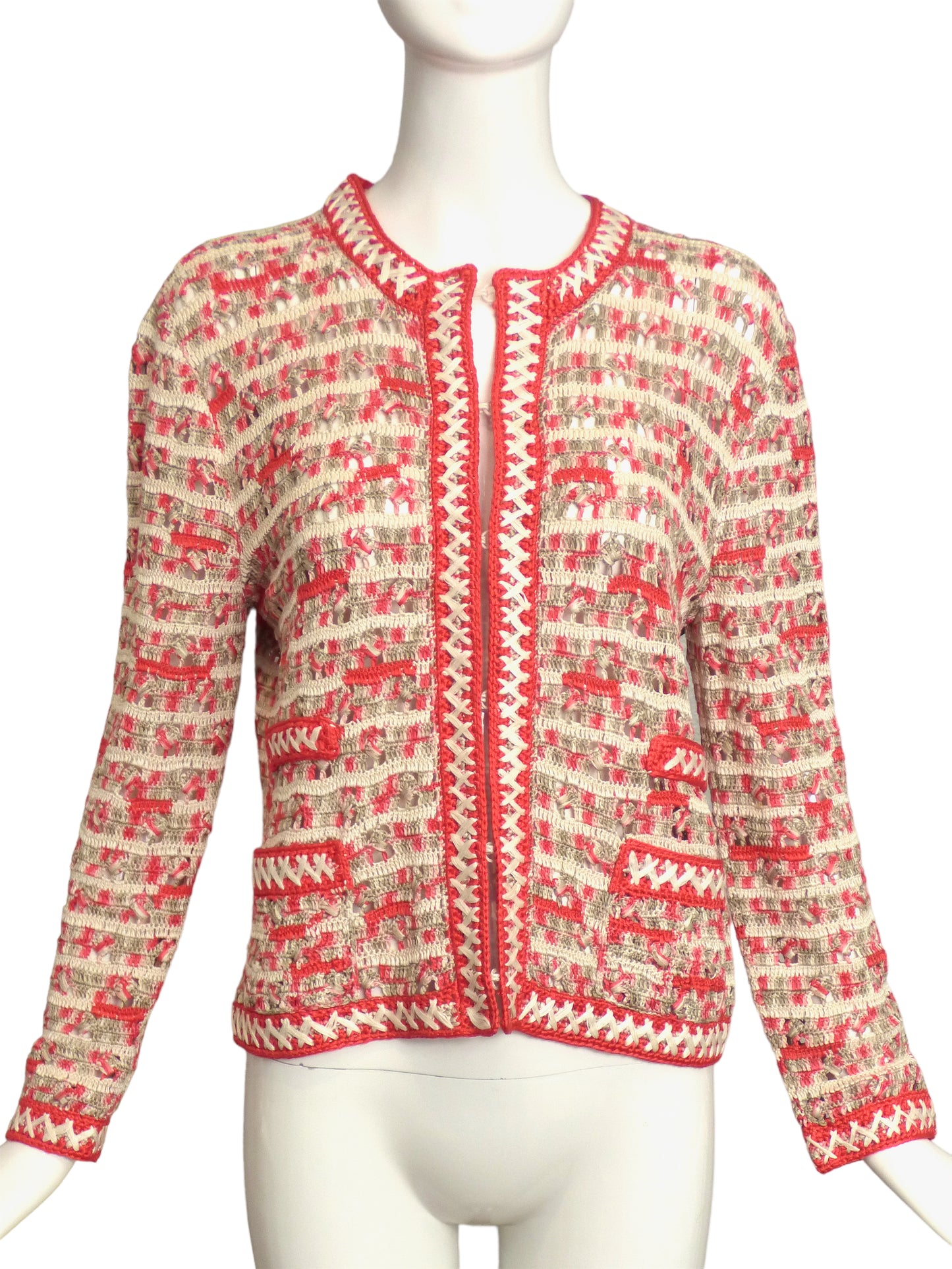 OSCAR DE LA RENTA-2012 Multi Color Knitted Cardigan, Size-Medium