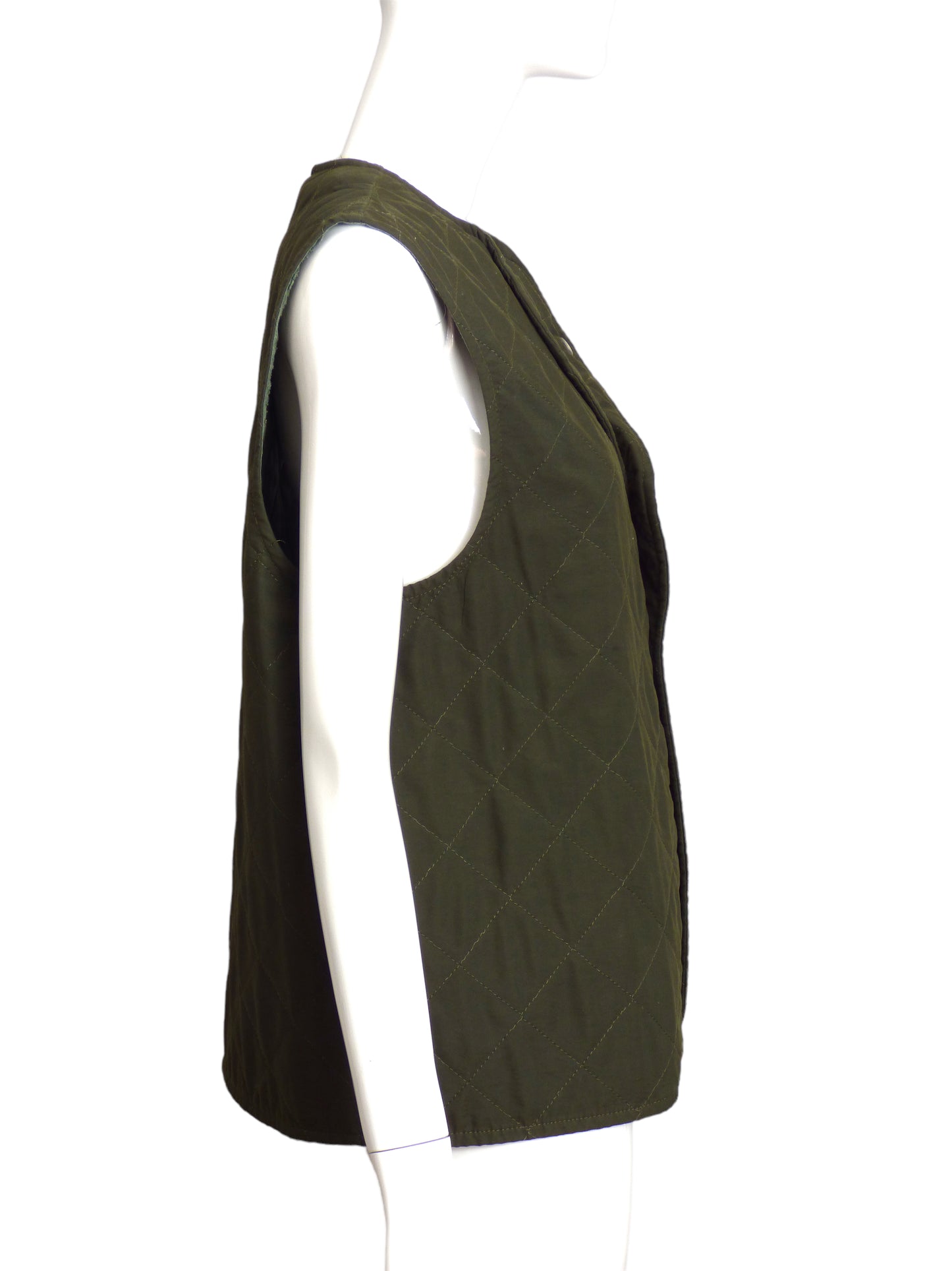 BOTTEGA VENETA- 1980s Green Quilted Vest, Size 10