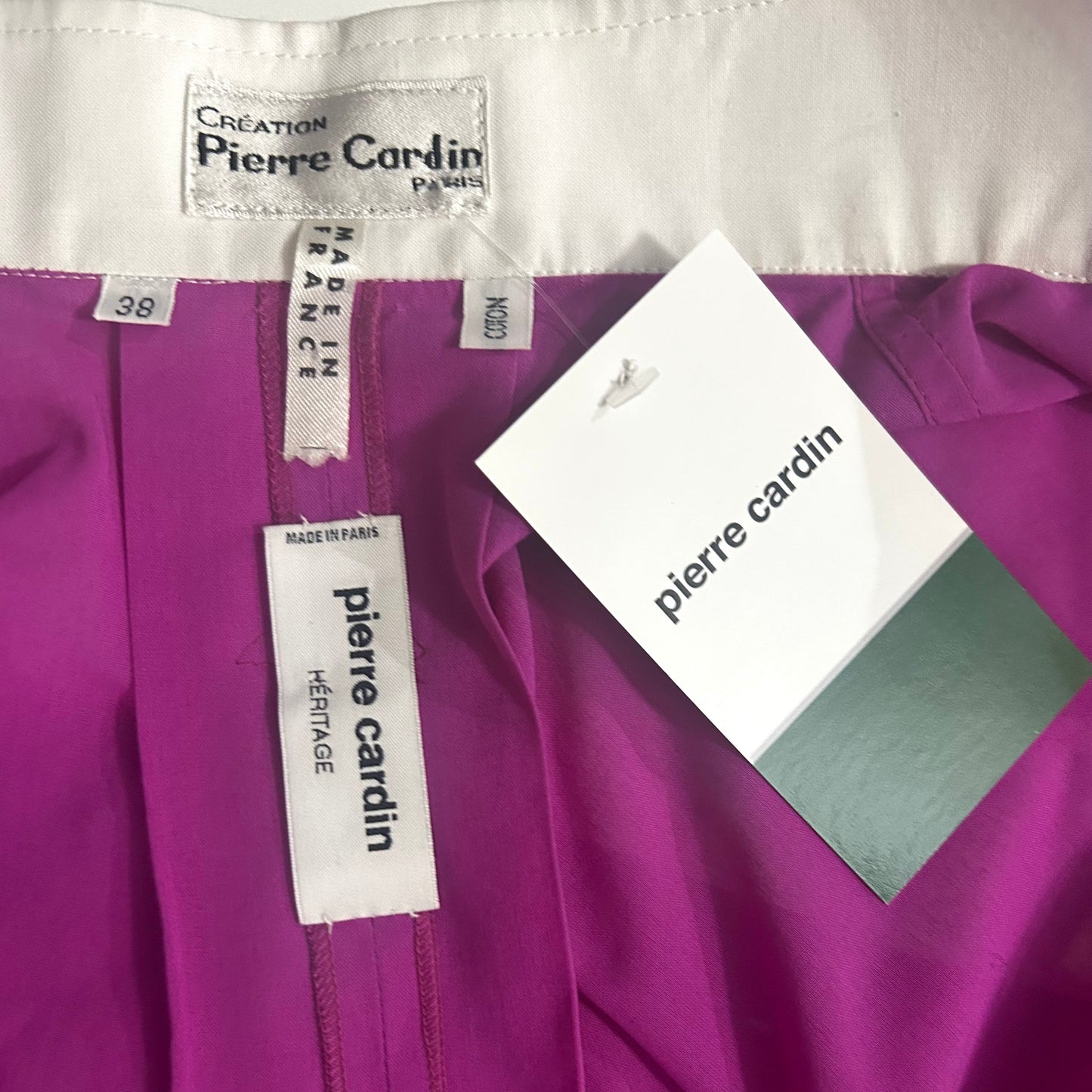 PIERRE CARDIN (HAUTE COUTURE)-1995 Pink Cotton S/S Blouse, Size 8