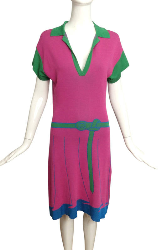 ROBERTA DI CAMERINO- AS IS 1990s Trompe L'oeil Knit Dress, Size 8