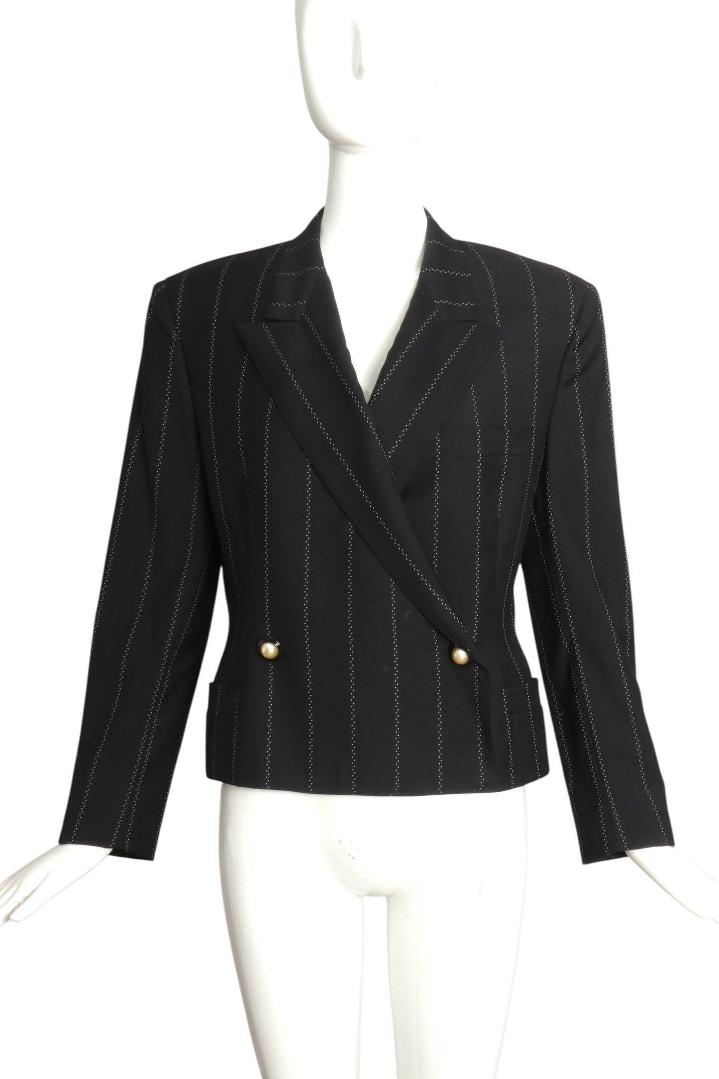 GIANNI VERSACE- 1980s Double Breast Wool Stripe Blazer, Size 8