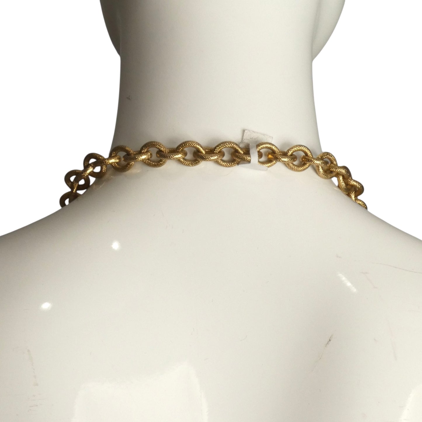 JAY FEINBERG- 1980s Red Rhinestone & Gold Link Necklace