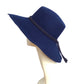 HERMES- Blue Felt Wide Brim Hat, Size 58