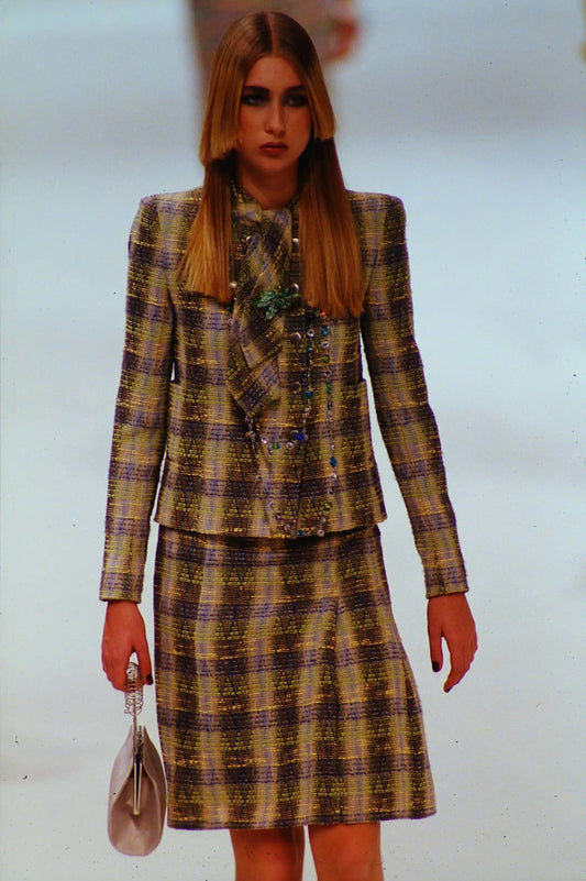 CHANEL- 1998 Striped Tweed Suit, Size 8