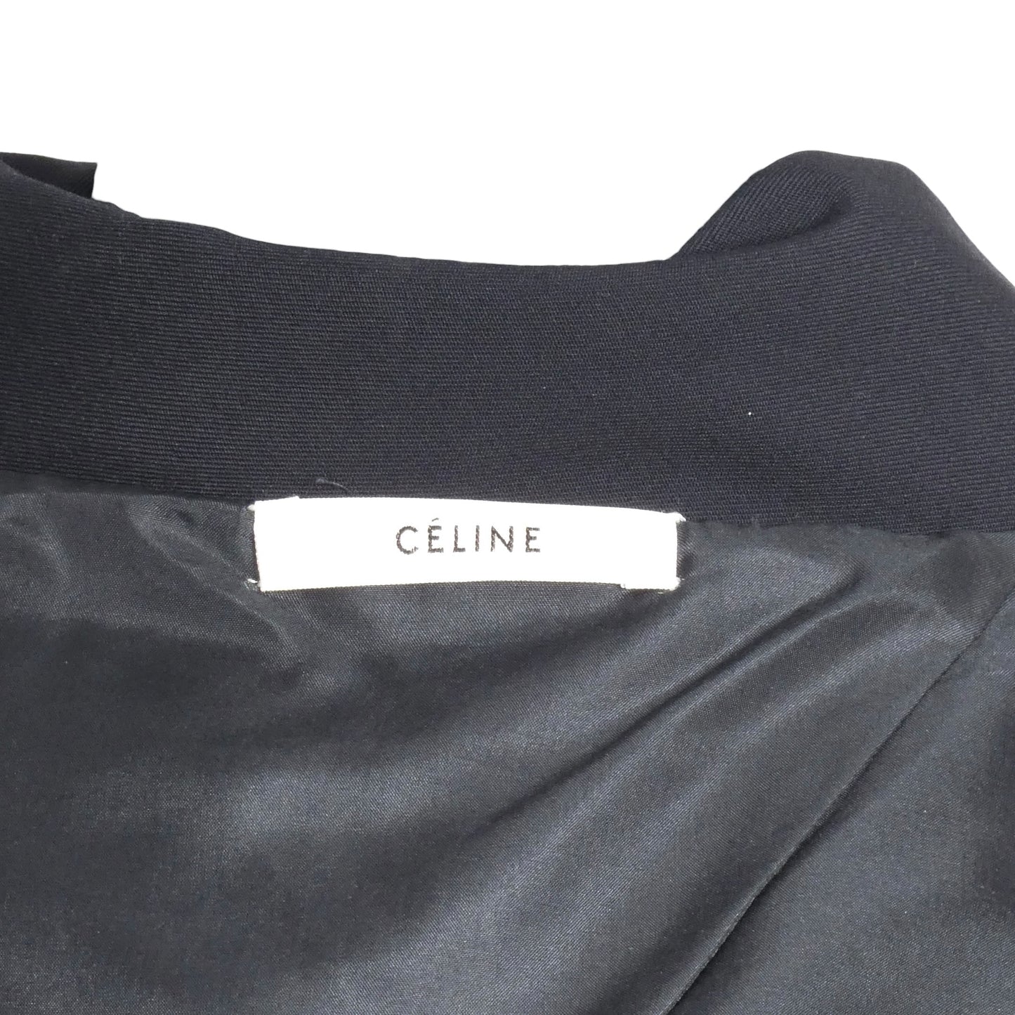 CELINE - Navy Wool Gabardine Over Coat, Size-14