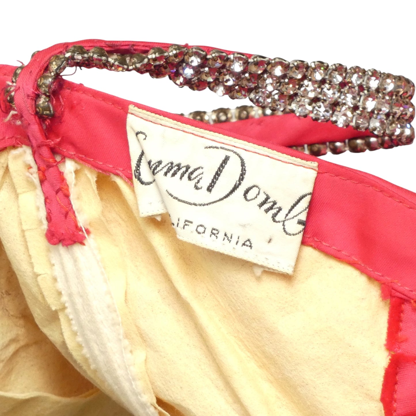 EMMA DOMB - 1950s Satin Rhinestone Party Dress, Size- 4