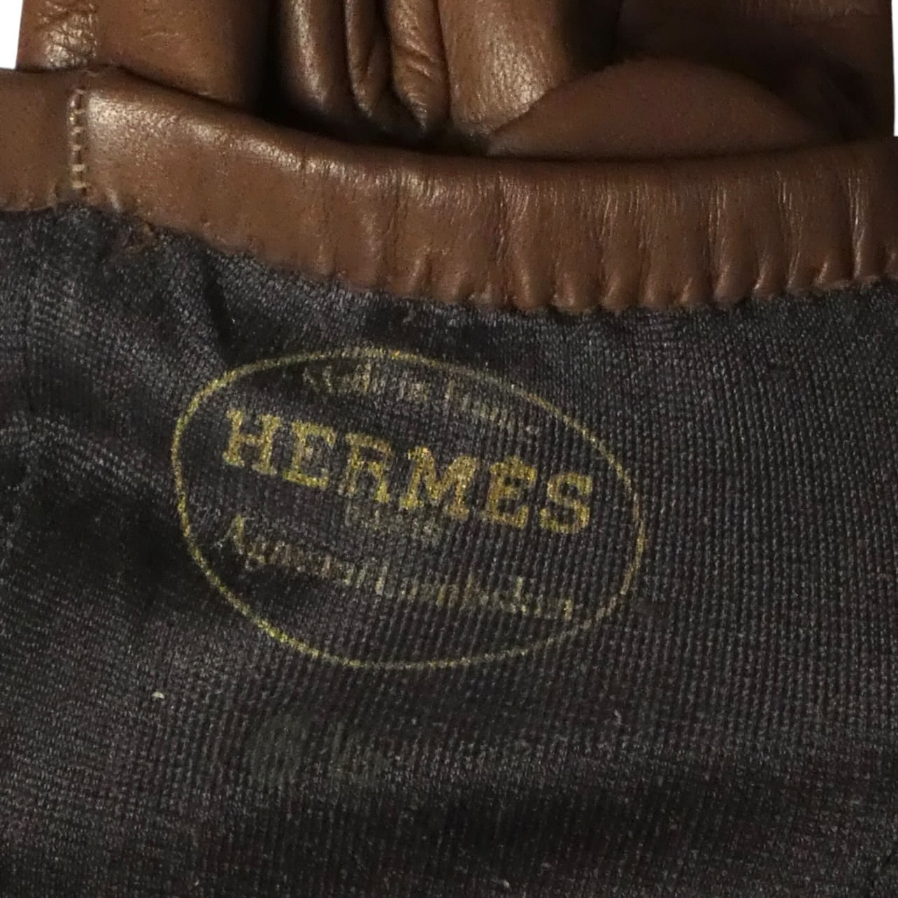 HERMES - Vintage Brown Leather Gloves, Size 6 1/2