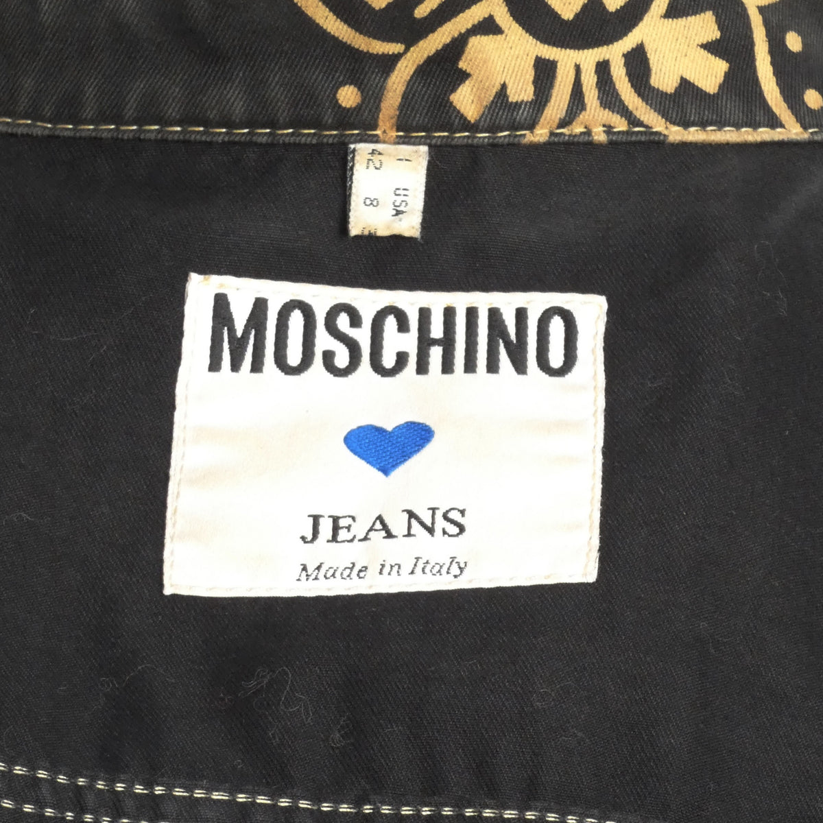 MOSCHINO JEANS - 1990s Paisley Print Denim Jacket, Size-8