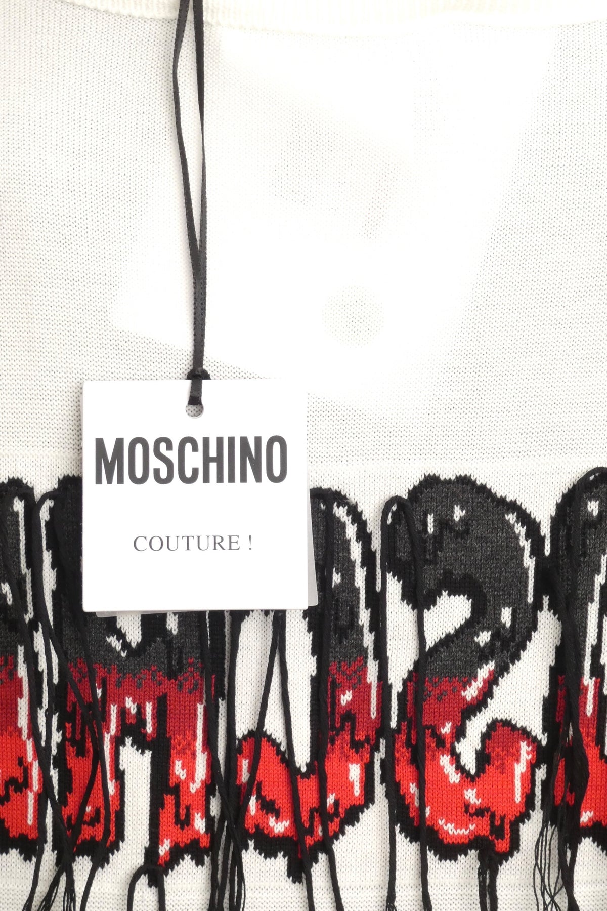MOSCHINO COUTURE! - 2020 NWT Teddy Vampire Intarsia Fringe Sweater, Multiple Sizes Available