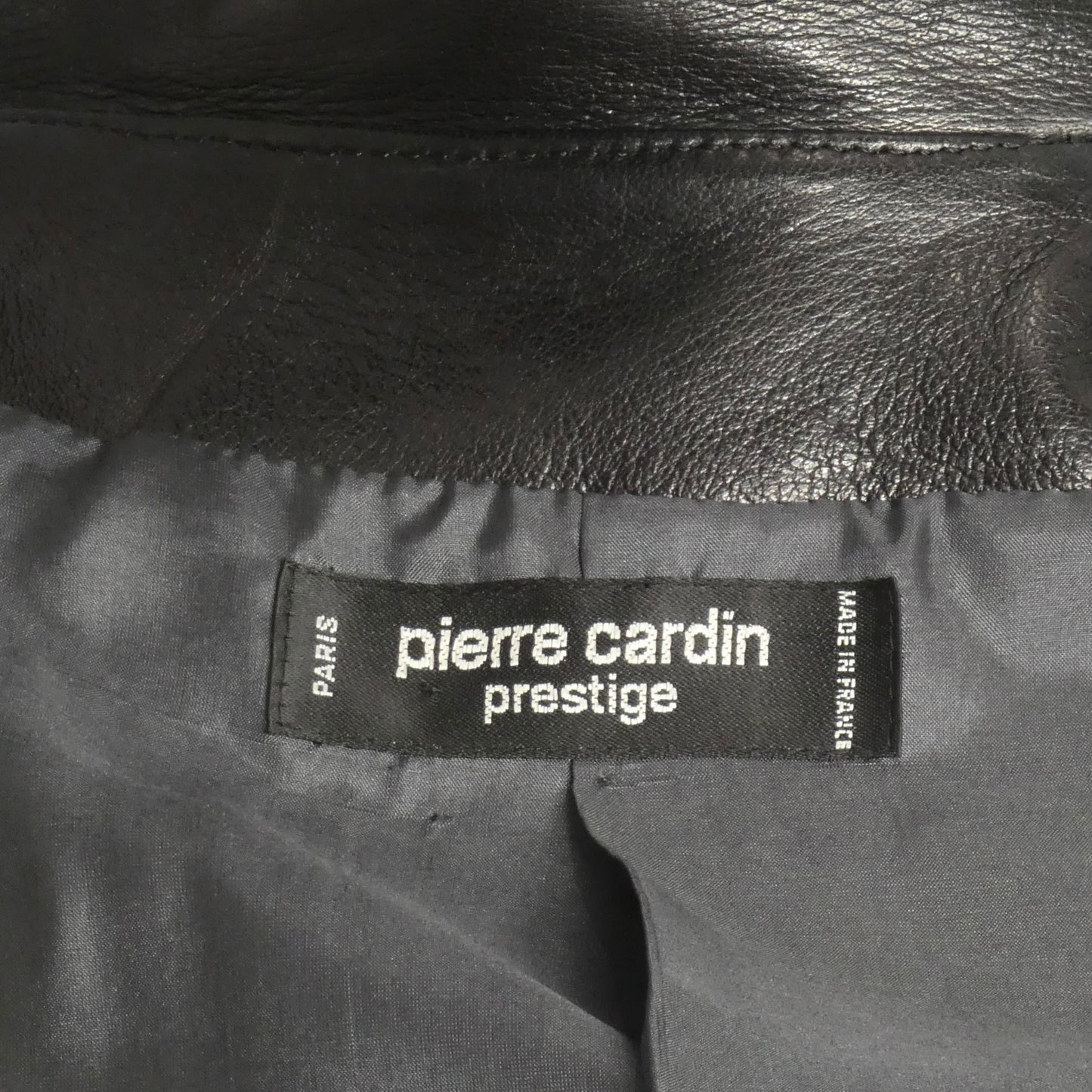 PIERRE CARDIN- 1982 Black Leather & Grey Wool Coat, Size-10