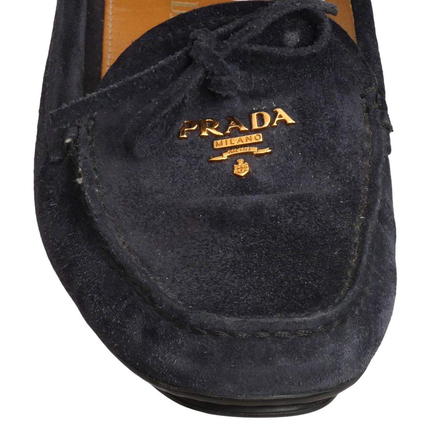 PRADA- Blue Suede Driving Mocassins, Size 38.5