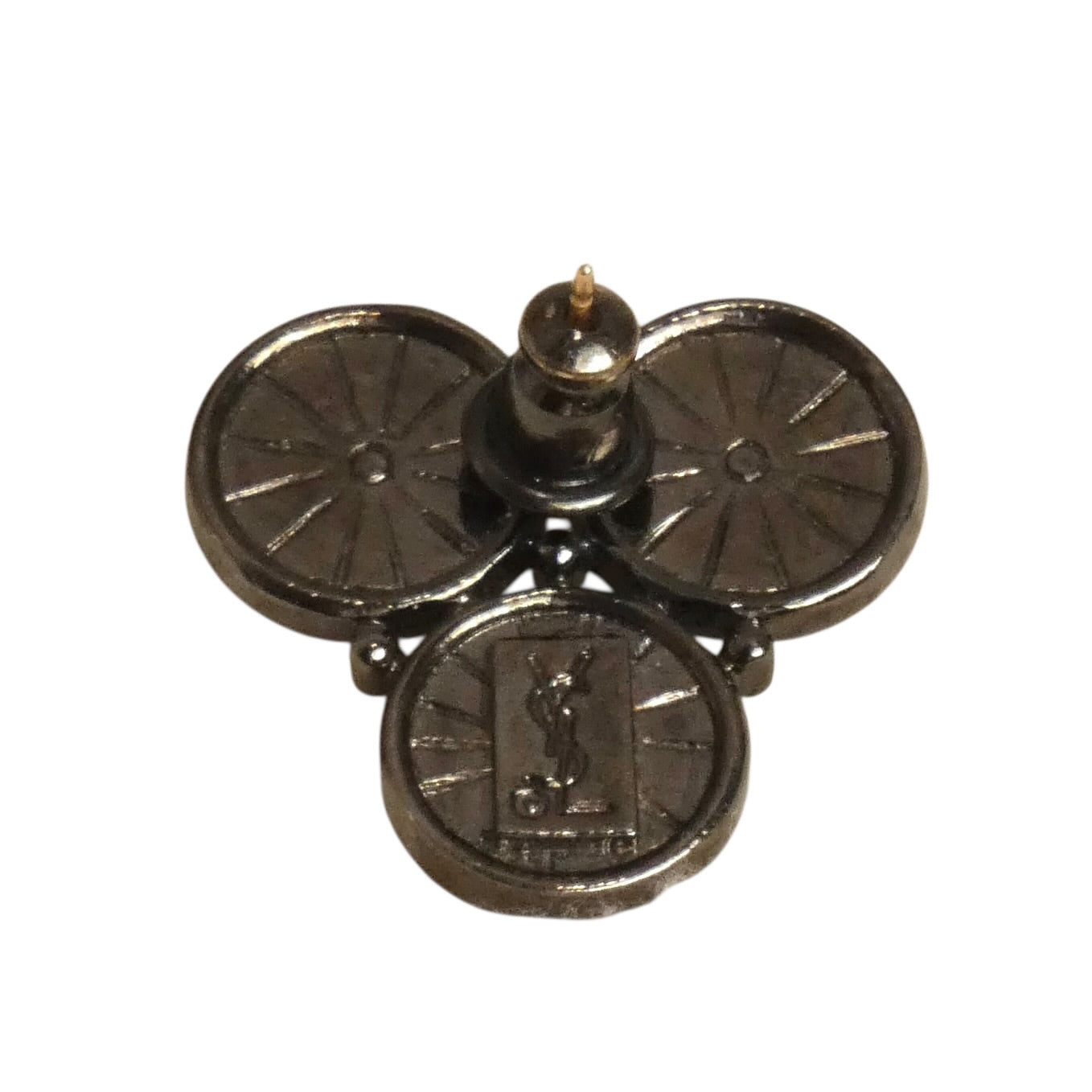 YVES SAINT LAURENT - 1980s Rhinestone Button Earrings