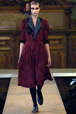 COMME DES GARCONS-2006 Red Brocade Dress, Size-Medium