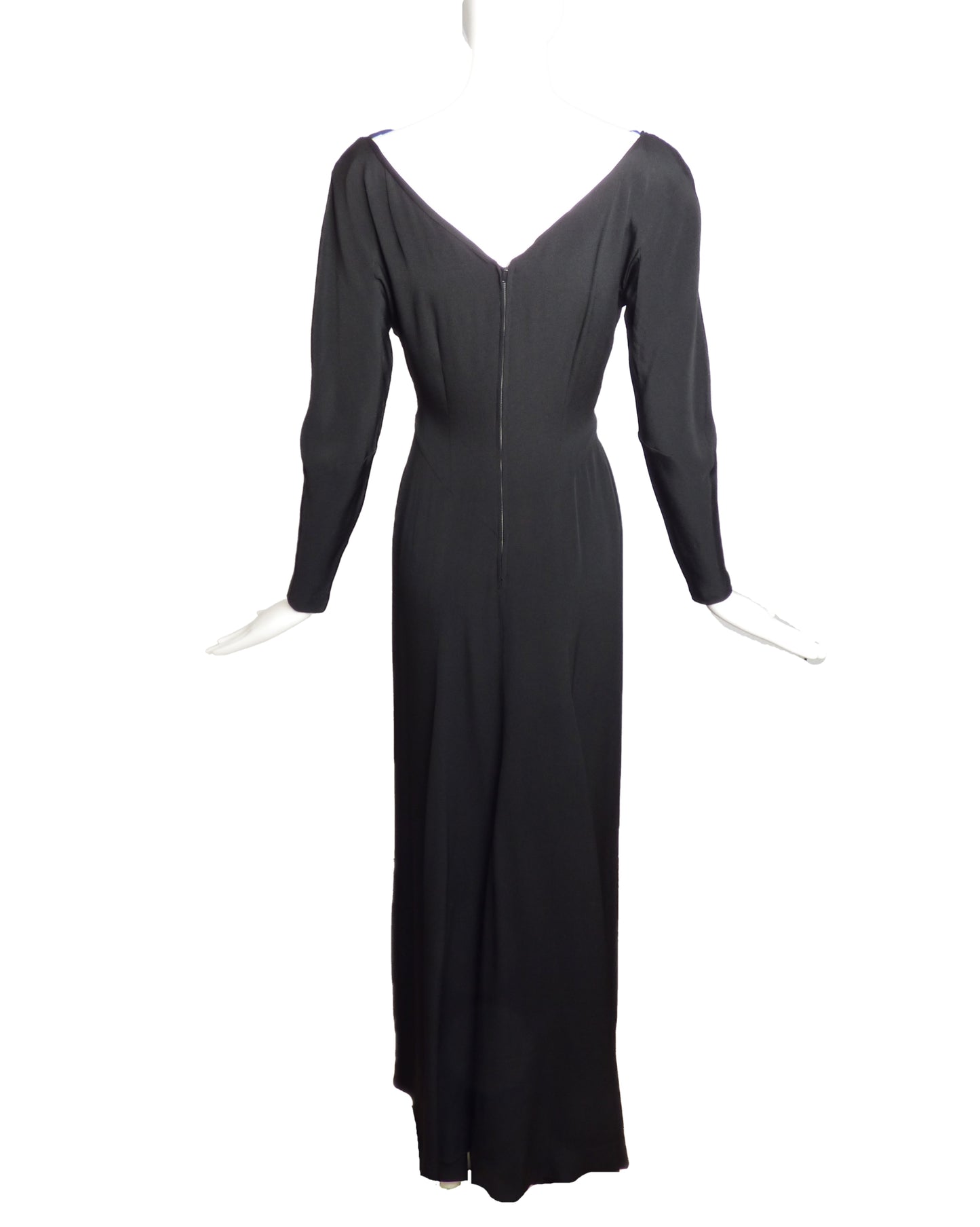 TALMACK-1950s Black Silk Evening Dress, Size-4
