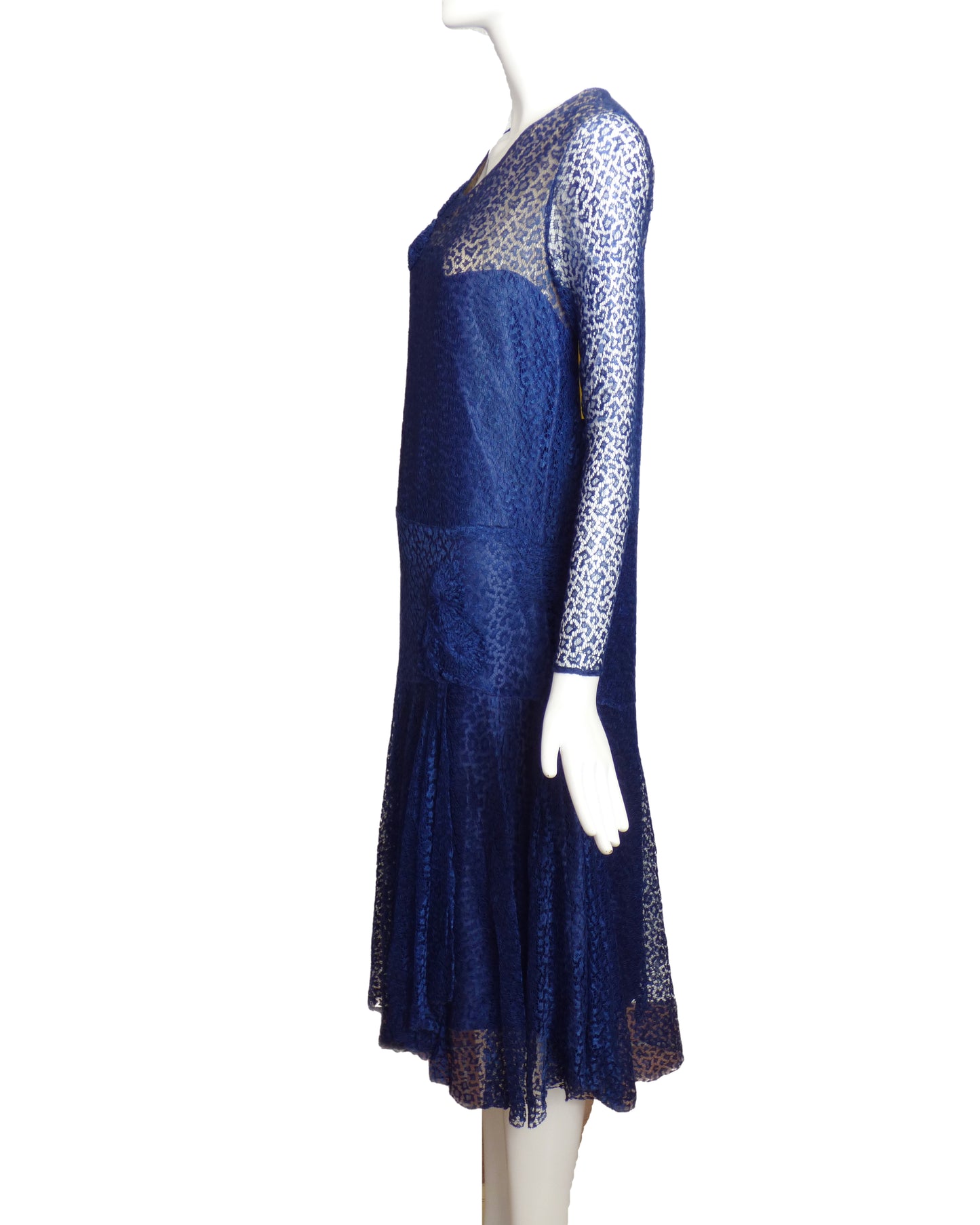 1920s Blue Lace Dress, Size-8