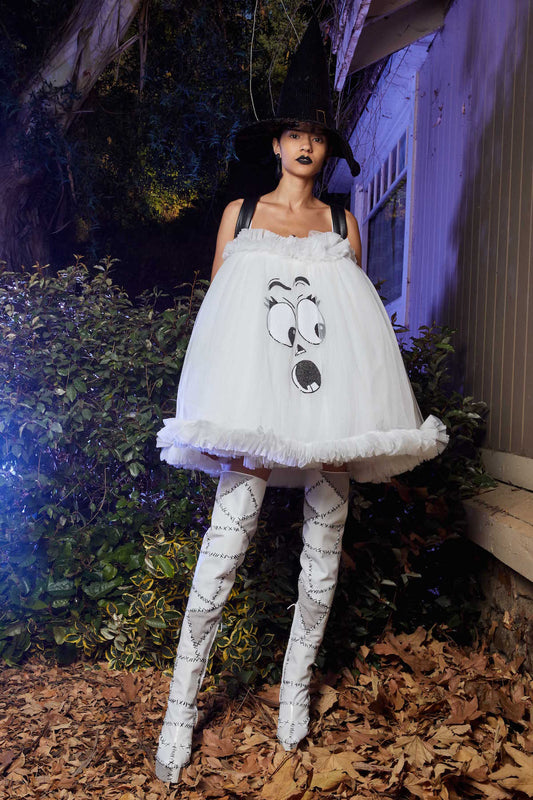 MOSCHINO COUTURE- NWT 2020 White Tulle Ghost Top, Size 6
