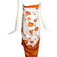 HERMES-  Orange & White Cotton Print Shawl