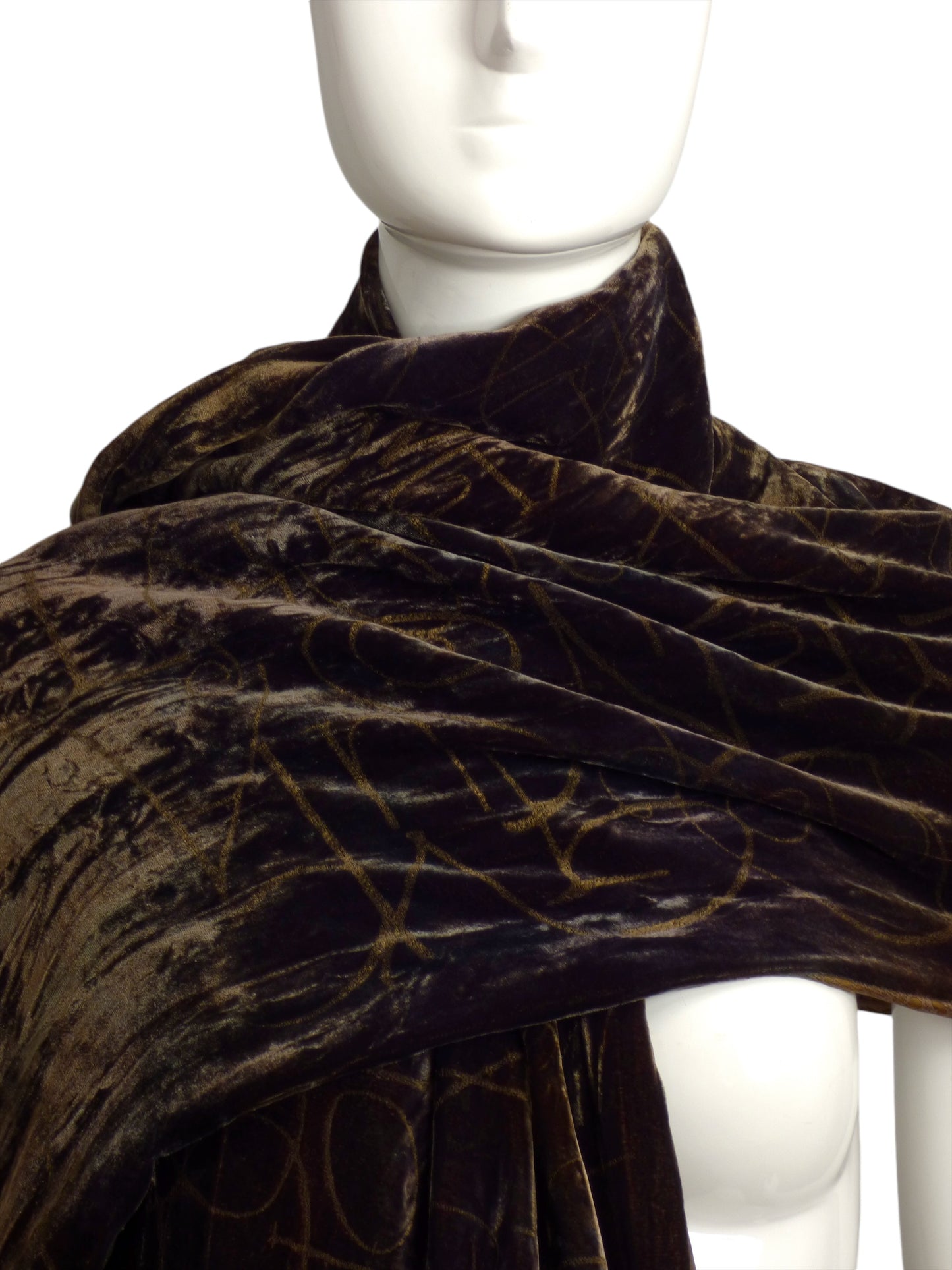 Brown Velvet & Metallic Scarf