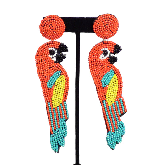 KENNETH J LANE-Beaded Parrot Earrings