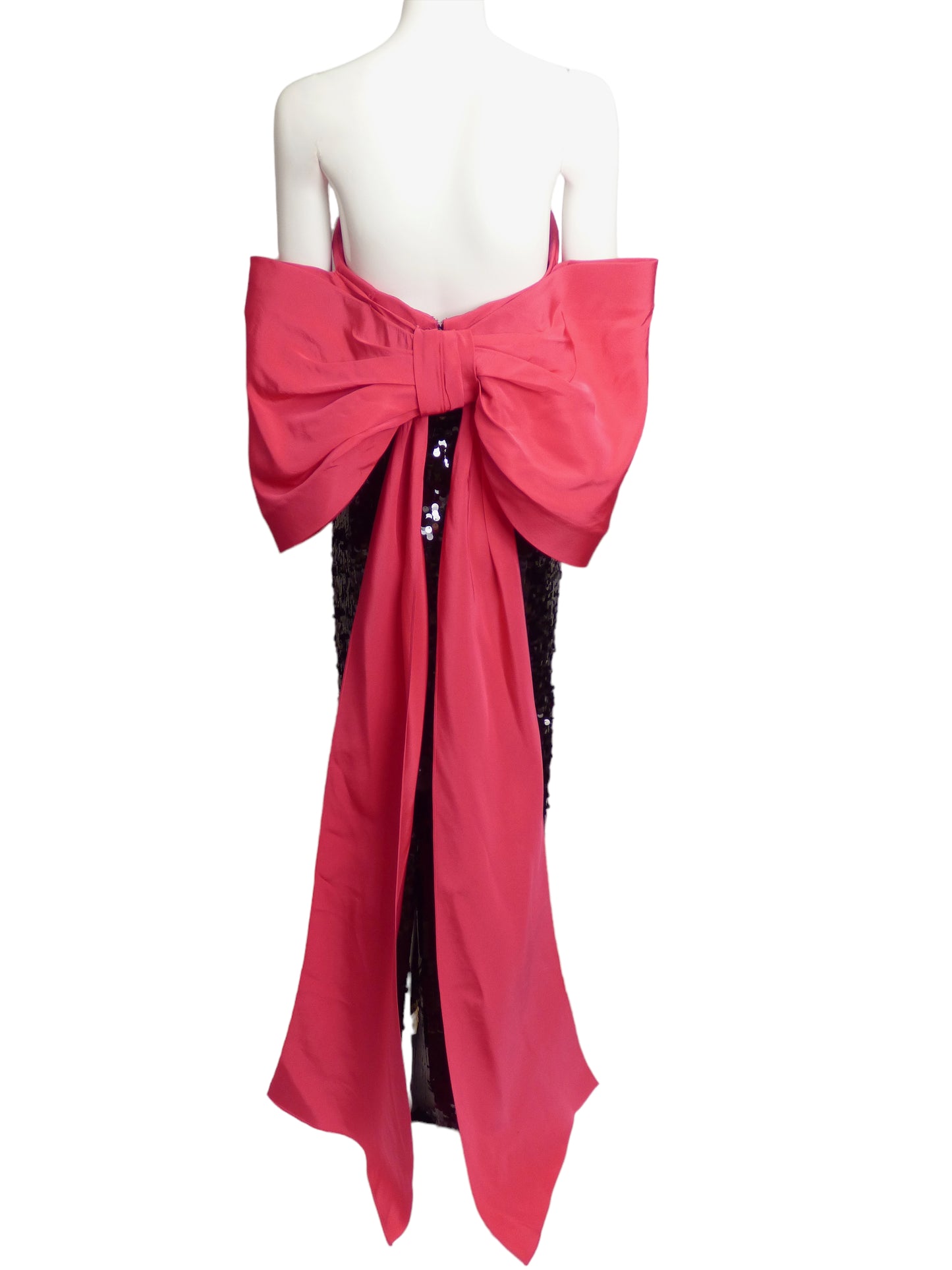 CAROLINA HERRERA-Black Sequin & Pink Taffeta Gown, Size 16