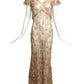 1930s Floral Silk Georgette Afternoon Gown & Jacket, Size-6