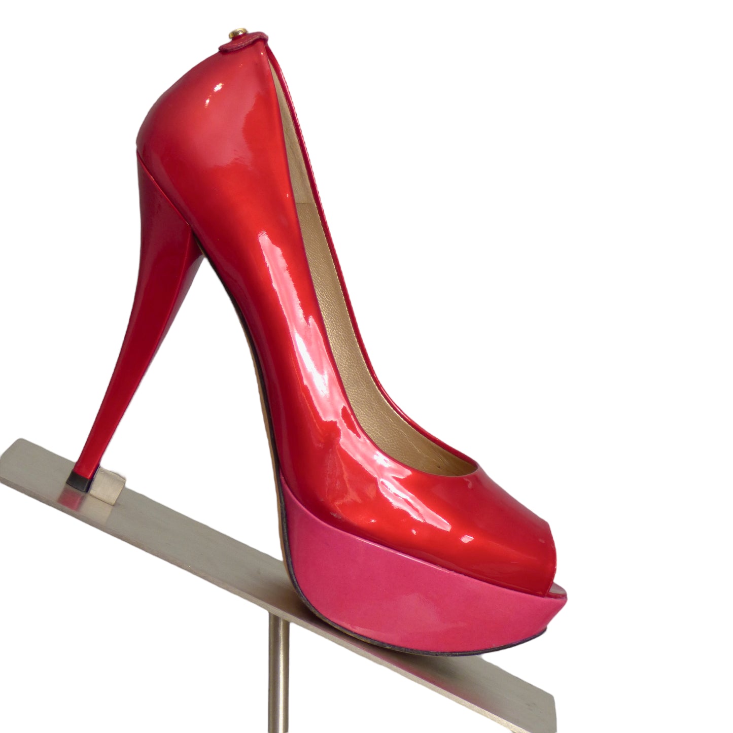 STUART WEITZMAN- Red Patent Platform Heels, Size 10 1/2
