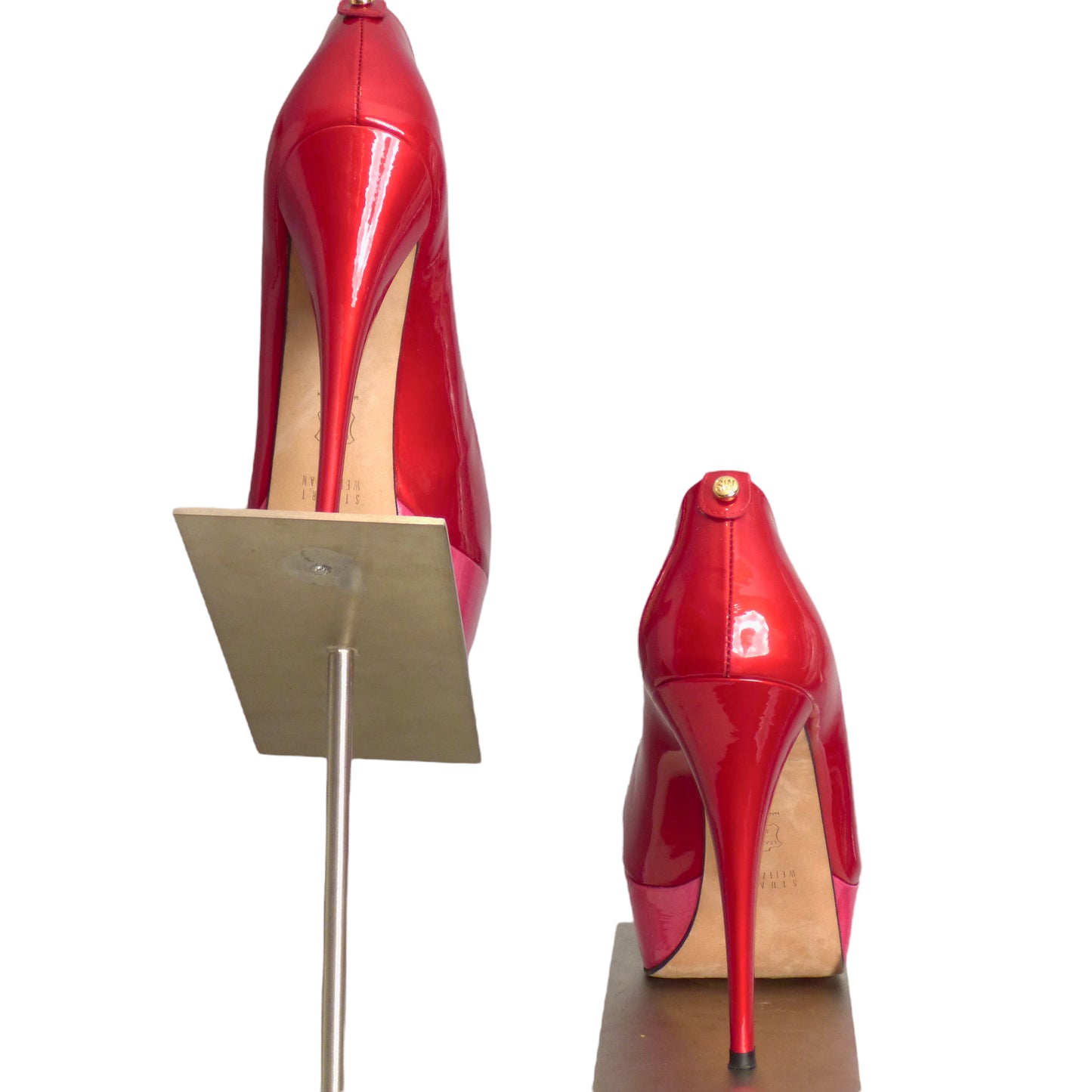 STUART WEITZMAN- Red Patent Platform Heels, Size 10 1/2
