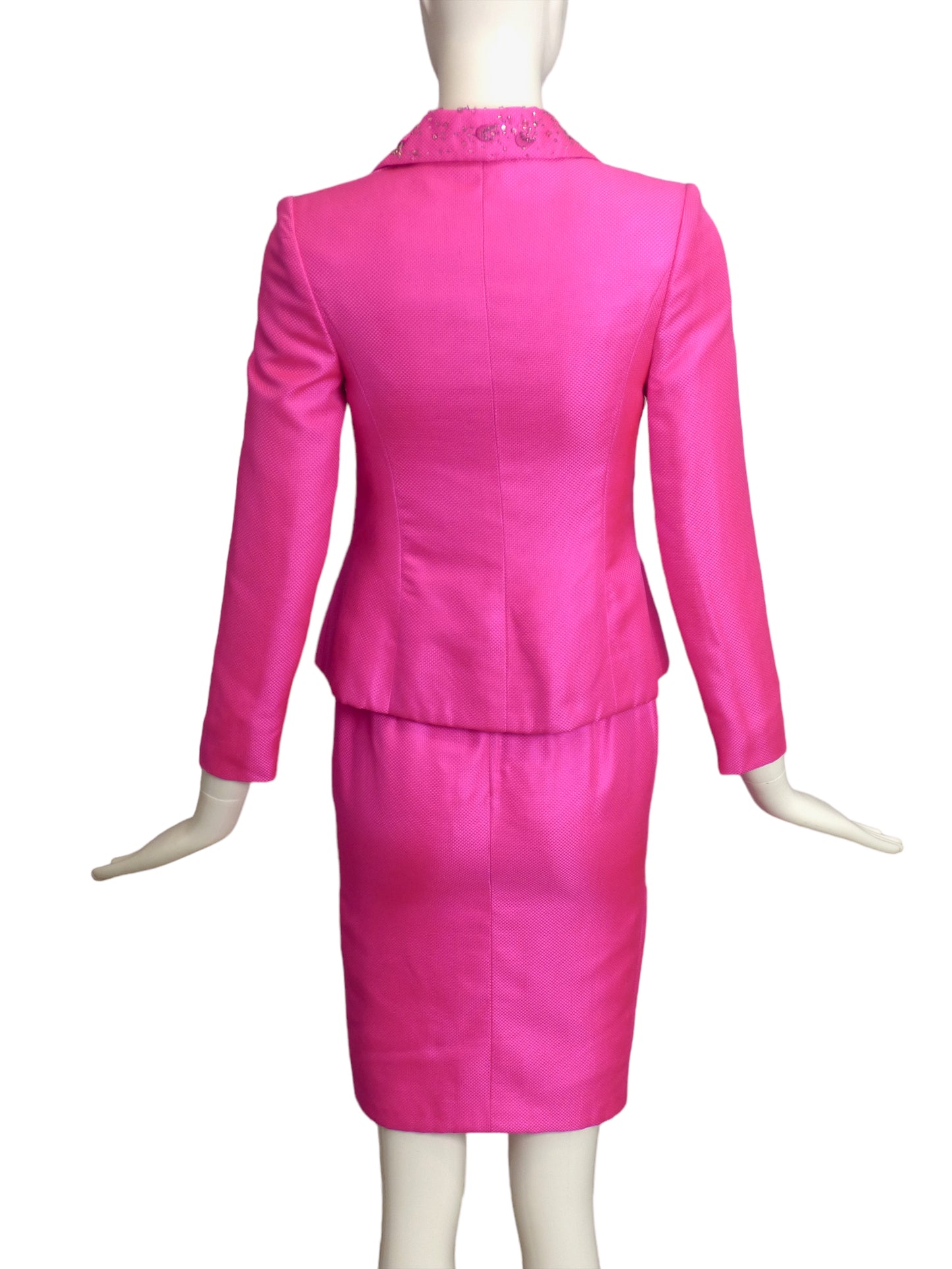 MIRELLA CAVORSO-Beaded Silk Brocade Cocktail Suit, Size-4P