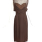 TRAVILLA- 1960s Brown Chiffon Dress, Size 4