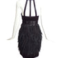 SUE WONG- Black Feather & Satin Dress, Size 6