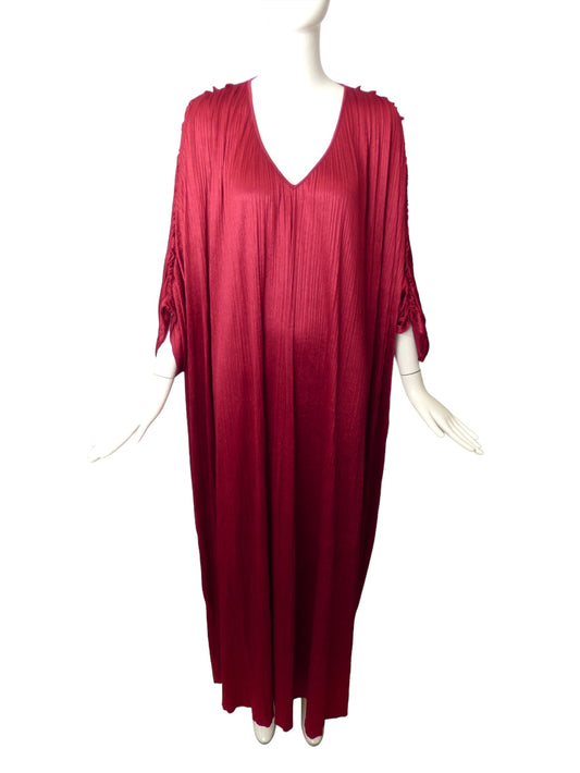 MARY MCFADDEN- 1980s Burgundy Stripe Hostess Gown, One Size