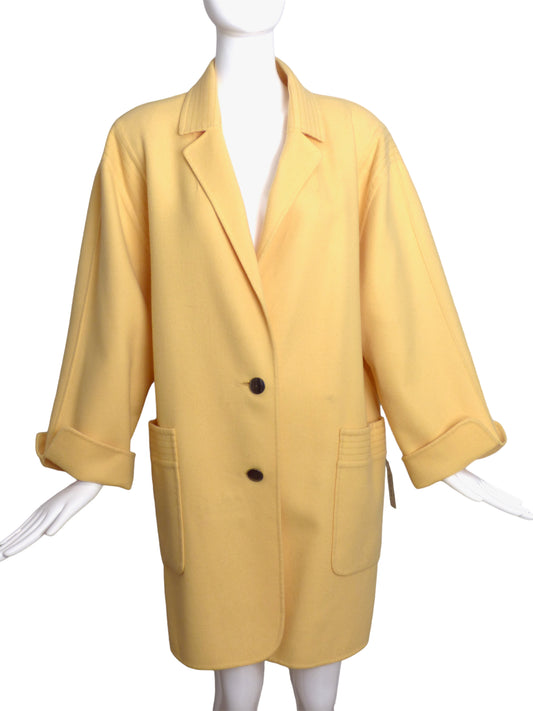 SALVATORE FERRAGAMO- AS IS 80s Yellow Wool Coat, Size 12