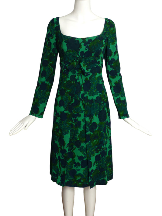 1960s Wool Floral Print Dress, Size 6
