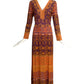 1970s Multi Color Knit Maxi Dress, Size-8