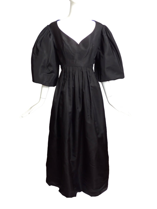 FERDINANDO SARMI- 1970s Black Silk Taffeta Evening Gown, Size 6