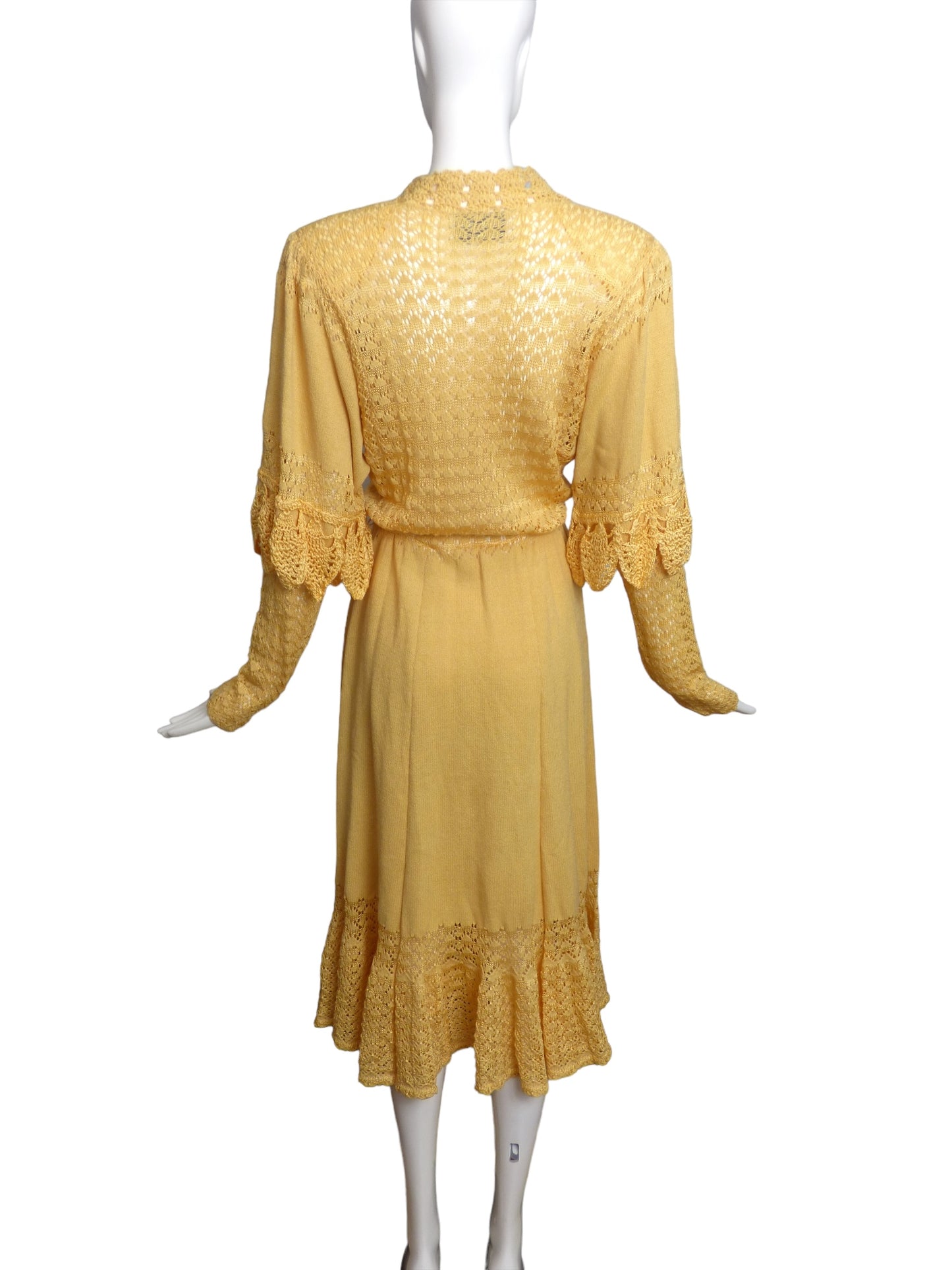1980s Yellow Knitted Dress, Size 10