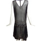 1920s Black Beaded Chiffon Dress, Size 8