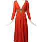 TRAVILLA- AS IS 1960s Red Beaded Crepe Jumpsuit, Size 4