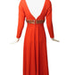 TRAVILLA- AS IS 1960s Red Beaded Crepe Jumpsuit, Size 4