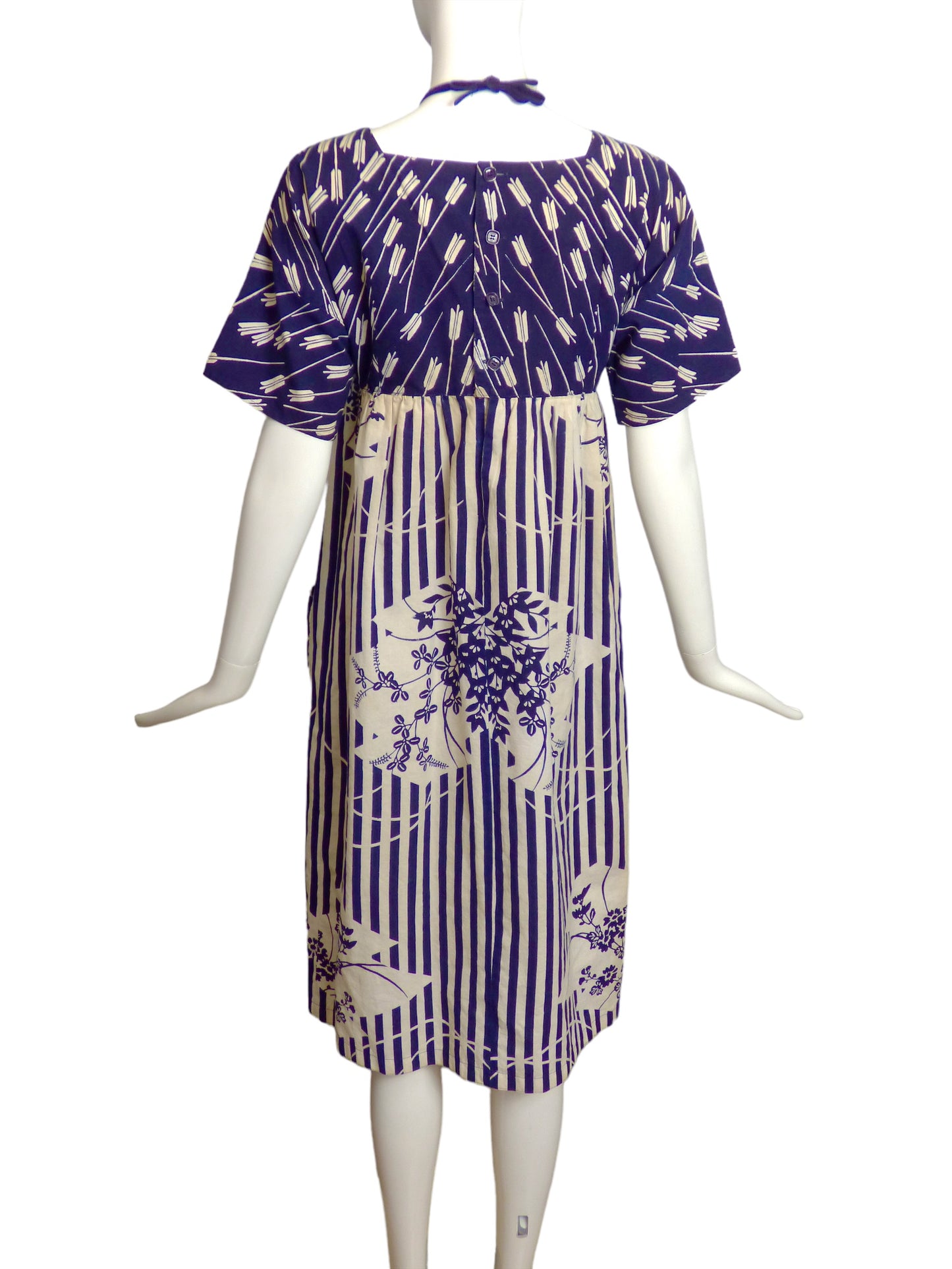 HANAE MORI- 1980s Cotton Print Dress, Size 8
