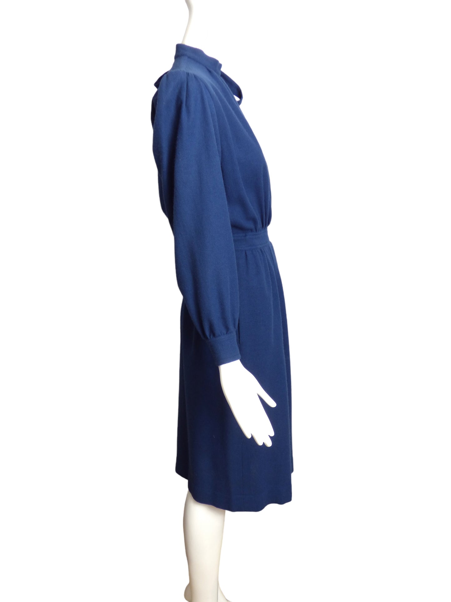 YVES SAINT LAURENT- 1970s Blue Wool Flannel Dress, Size 4