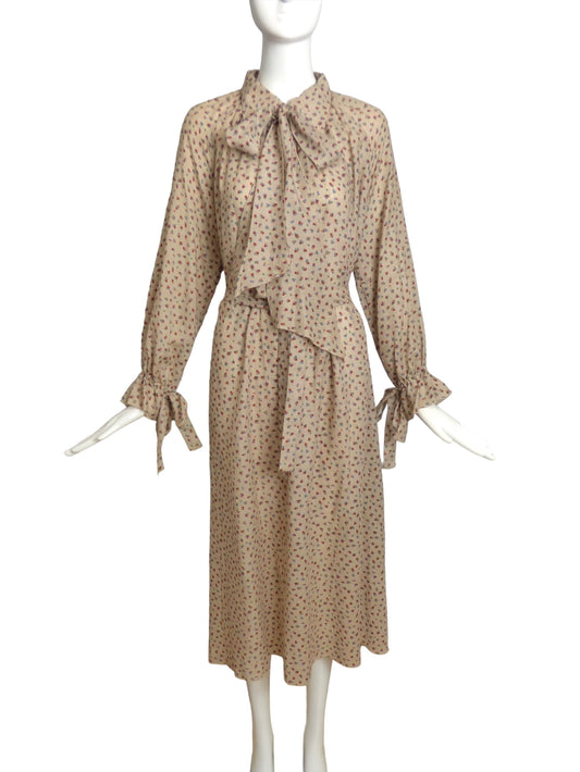 CHLOE- 1970s Cashmere Print Dress, Size 10