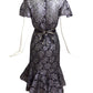 SCAASI- 1980s Metallic Lace Dress, Size 6