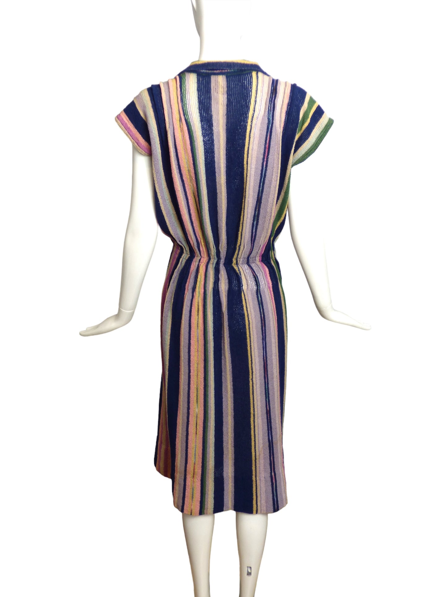 MISSONI- 1970s Striped Sweater Knit Dress, Size 8