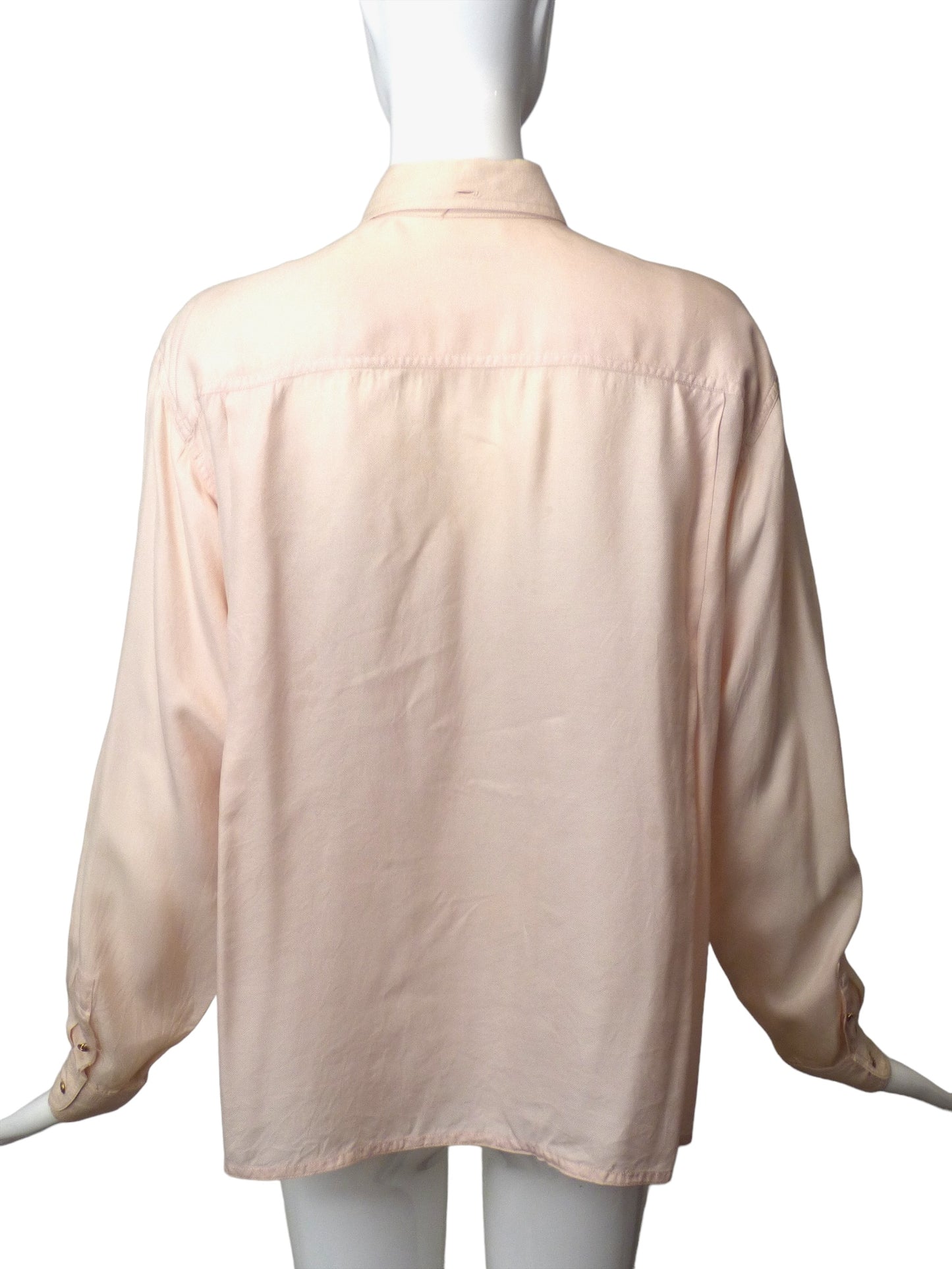 CHANEL-1980s Silk Oxford Blouse, Size-8