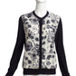 SALVATORE FERRAGAMO- Floral Silk Print & Knit Cardigan, Size 8