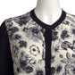 SALVATORE FERRAGAMO- Floral Silk Print & Knit Cardigan, Size 8